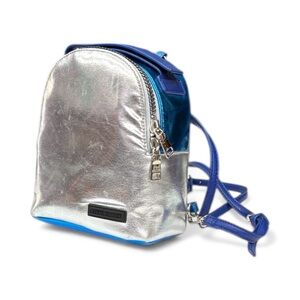 Steve Madden Metallic Silver and Vibrant Blue Backpack